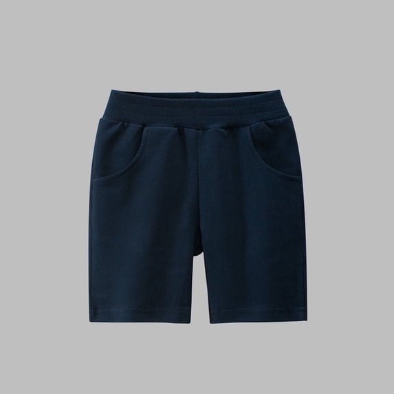 Yutk Child's Summer Solid Boys and Girls Botton Short Pants Denim Cute Shorts Overalls Navy