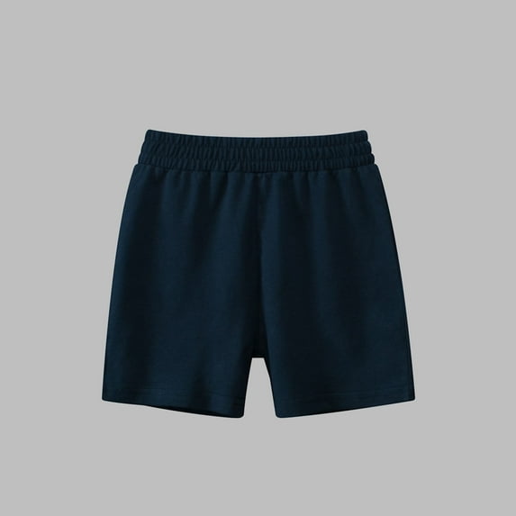Yutk Child's Summer Solid Boys and Girls Botton Short Pants Denim Cute Shorts Overalls Navy