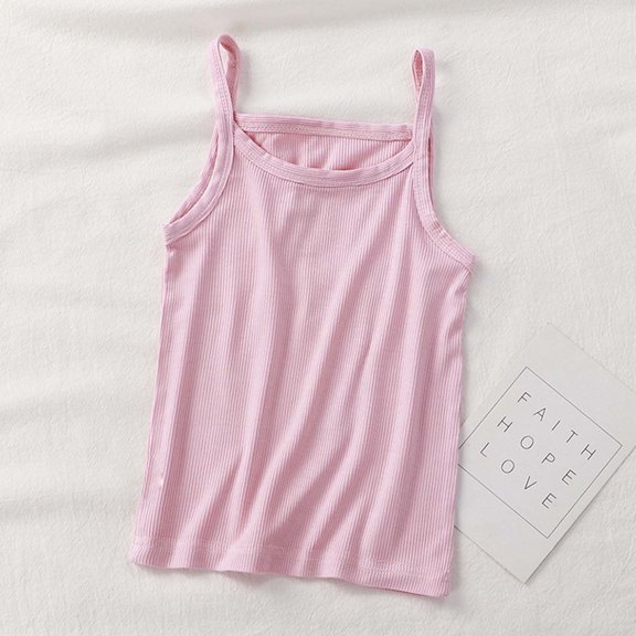 Yutk Girl Clothes Summer Girls Sweat-Absorbing Breathable Stretch Bottoming Camisole Top Pink