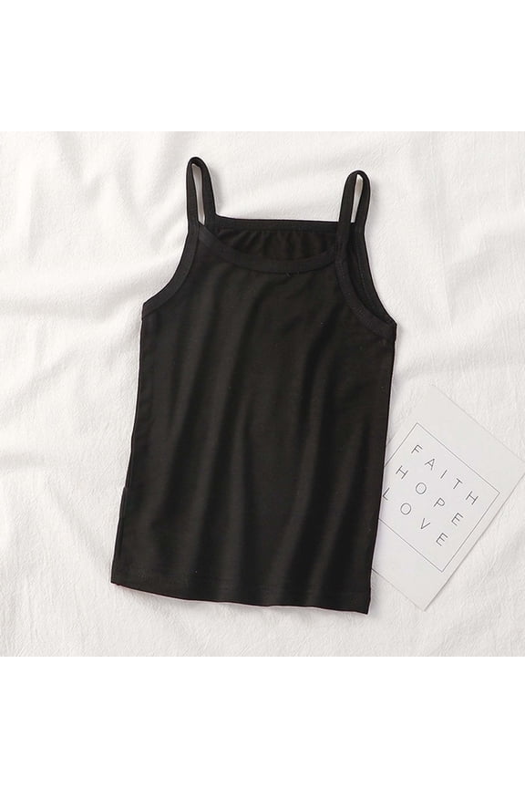 Girls Clothes Size 6 Summer Girls Sweat-Absorbing Breathable Stretch Bottoming Camisole Top Black