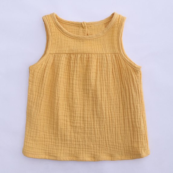 Yutk Girls Shirts Size 7-8 Girls'Summer Candy Color Children'S Cotton and Multi-Color Vest Top Yellow