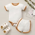 thumbnail image 1 of Yutk Newborn infant Boys Girls Short Sleeve Romper Bodysuit with Shorts Outfits White, 1 of 8