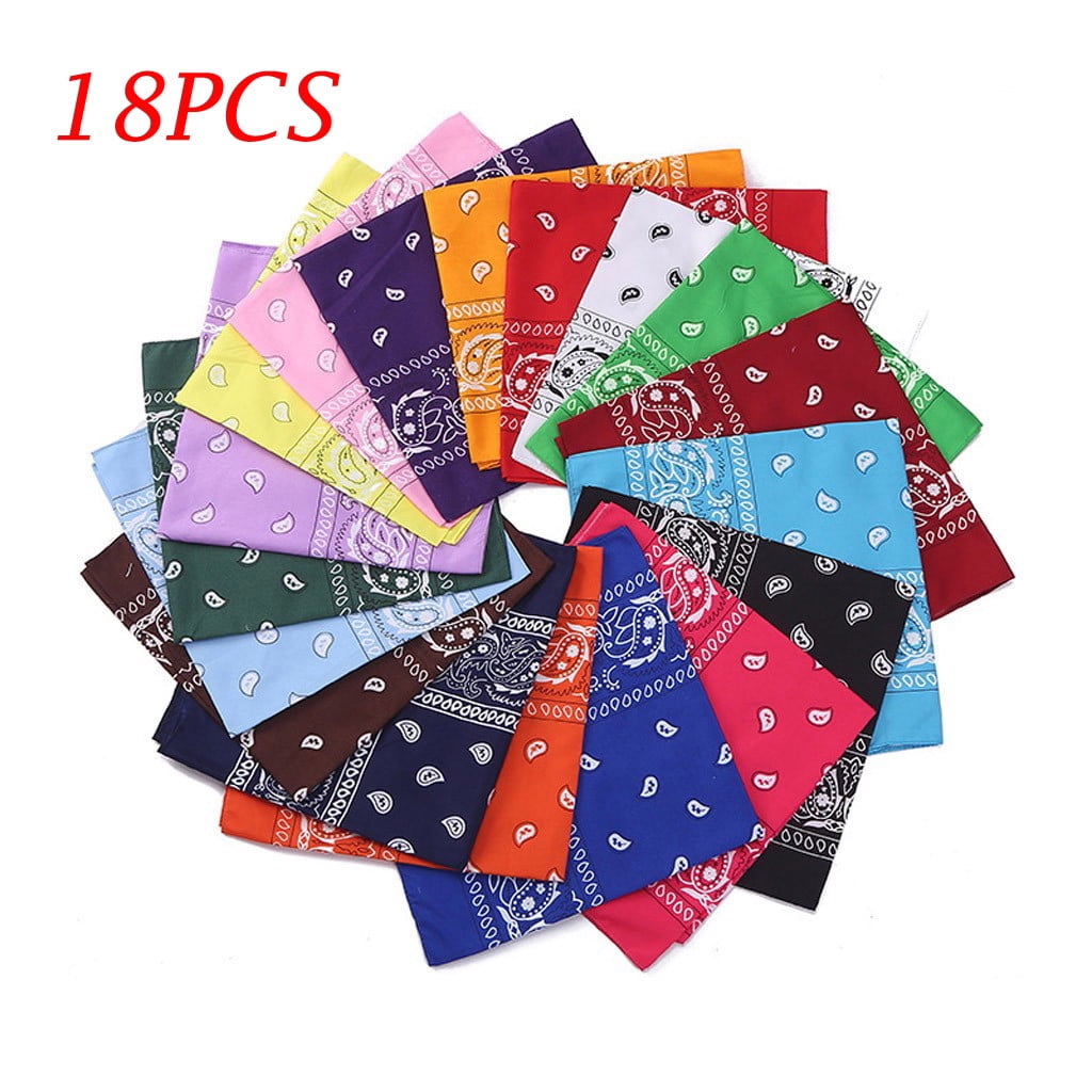 Yutnsbel 18PCS Paisley Bandanas Multi Colored Set Cowboy Bandana Head ...