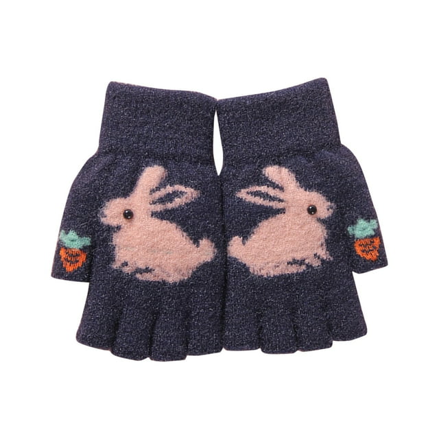Yutnsbel Half Finger Gloves Ladys Autumn and Winter Thickened Warm and