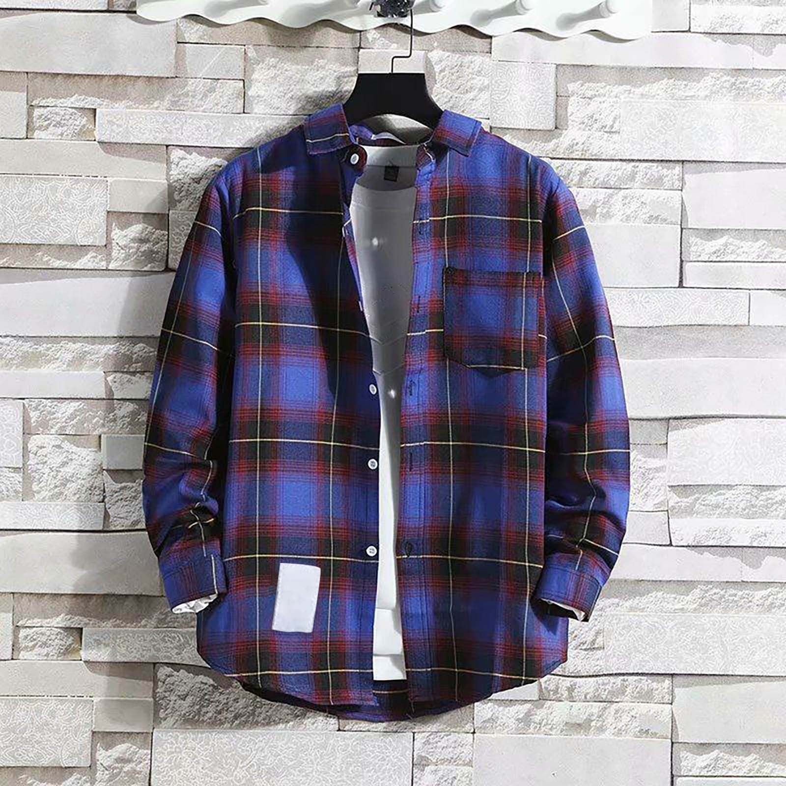 Yutnsbel Mens Casual Fall Shirt Lapel Button Long Sleeve Tops Men's