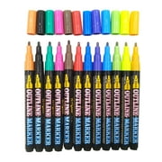 Yutnsbel Paint Markers Writing Paints Art Pens Glass Outline Markers 12Ml 12Pc Office Stationery