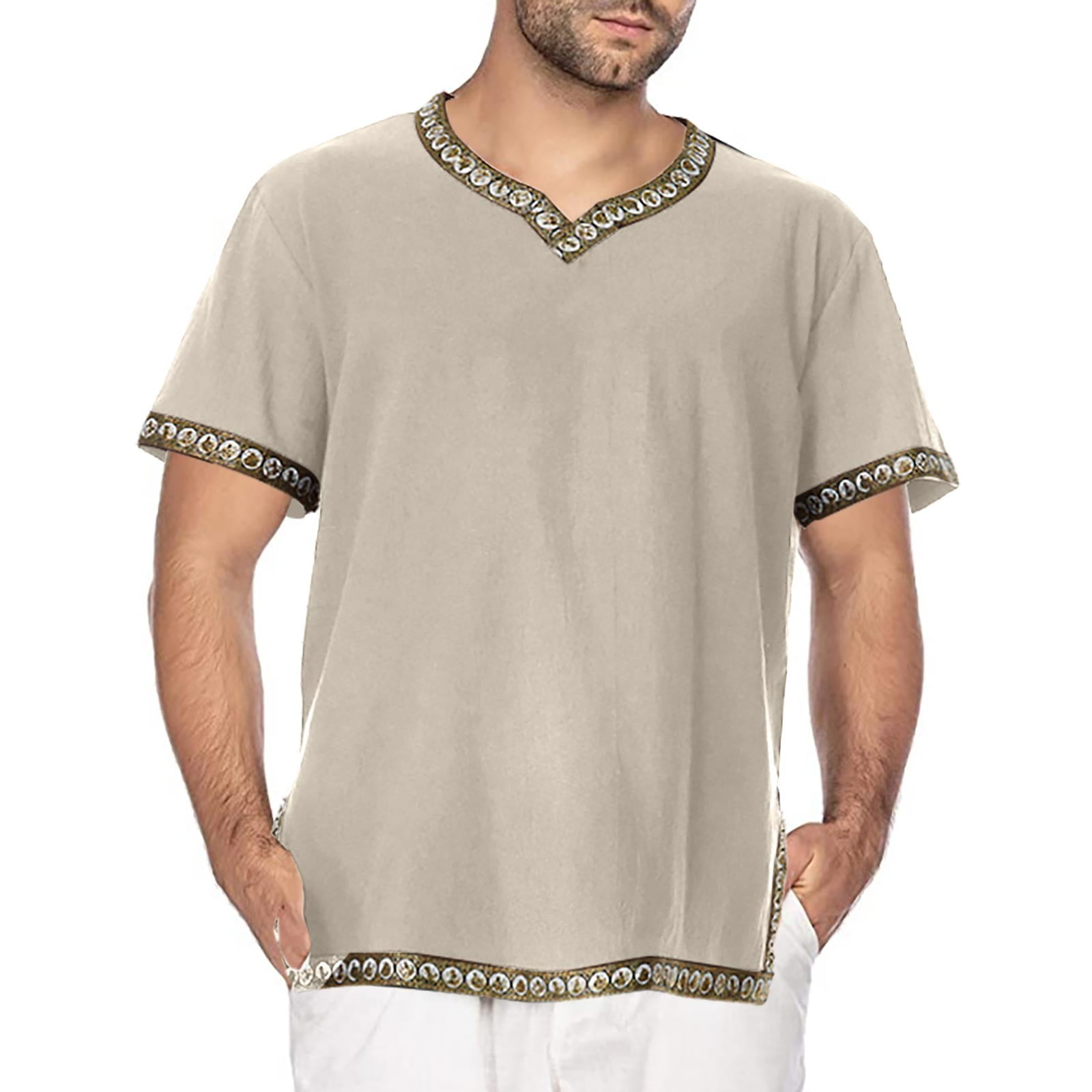 Yutnsbel Summer Tops， Mens TShirts， Solid Color Relaxed Fit V Neck