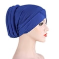 thumbnail image 1 of Yutnsbel Women Muslim Stretch Turban Hat Chemo Cap Hair Loss Head Scarf Wrap, Blue, 1 of 4