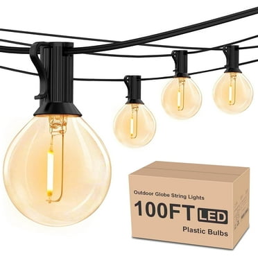Yuucio Outdoor String Lights 100ft, G40 Led Patio Lights with 52pcs Bulbs,Waterproof Shatterproof Dimmable Hanging