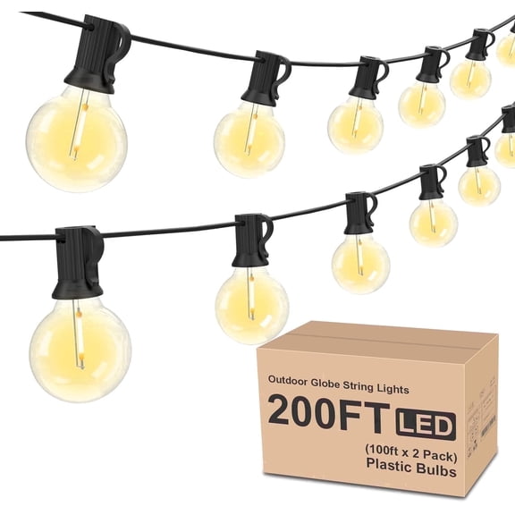 Yuucio Outdoor String Lights 200ft, G40 Led Patio Lights with 13pcs Bulbs,Waterproof Shatterproof Dimmable Connectable Hanging