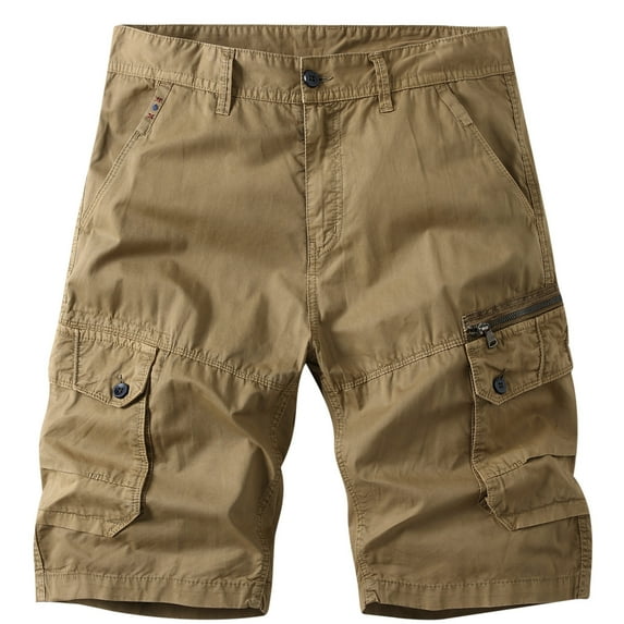 Yuull Cargo Shorts for Men, Summer Men's Casual Pure Color Outdoors Pocket Beach Work Trouser Cargo Shorts Pant Mens Shorts 6 Inch Inseam Shorts