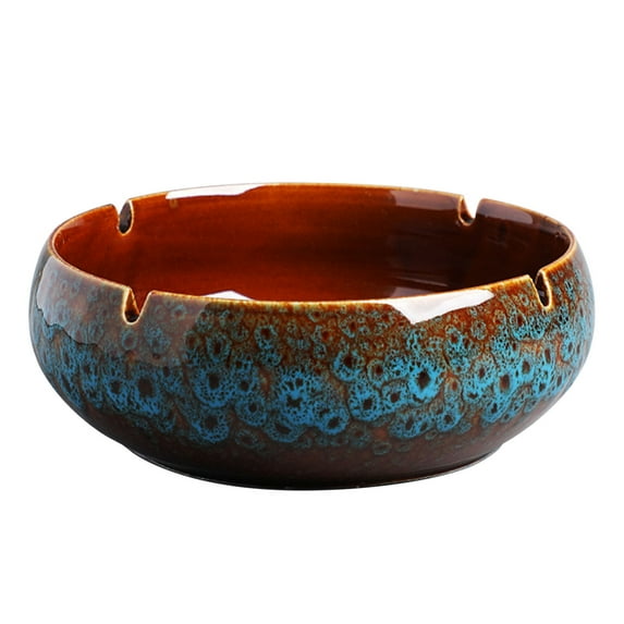 Yuungoou Cigar Ashtrays For Men Luxury, Outside Ashtrays For Cigarettes For Patio, Ceramic Cigar Tray Cool Ashtrays-blue-19x19x7cm