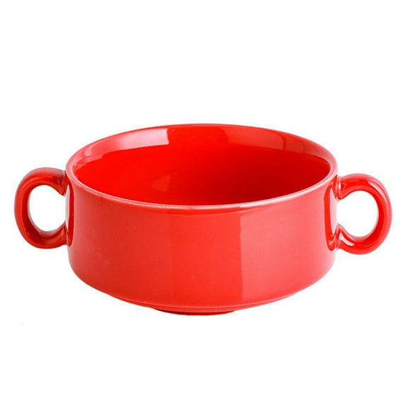 Yuungoou Colorful Bouillon Cups, ColorfulFrench Onion Soup Bowls With Handles, French Onion Soup Crocks Oven Safe, Microwave Soup Bowl, Soup Mug-red-4.4x4.4x2inch, 9oz