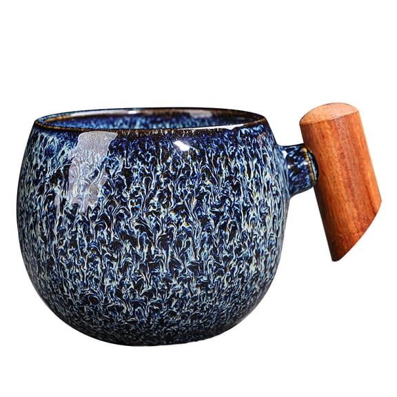 Yuungoou Japanese Small Tea Cup，Handmade Ceramic Mug With Wooden Handle, For Coffee Milk, For Sake Cups Teacups, Office And Home-d