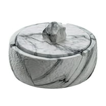 Yuungoou Vintage Ashtray With Lid, Ceramic Ashtray Windproof, Small Decorative Ashtray For Cigarettes Outdoor, Cigar Ashtrays-White and black-12x12x7.5cm