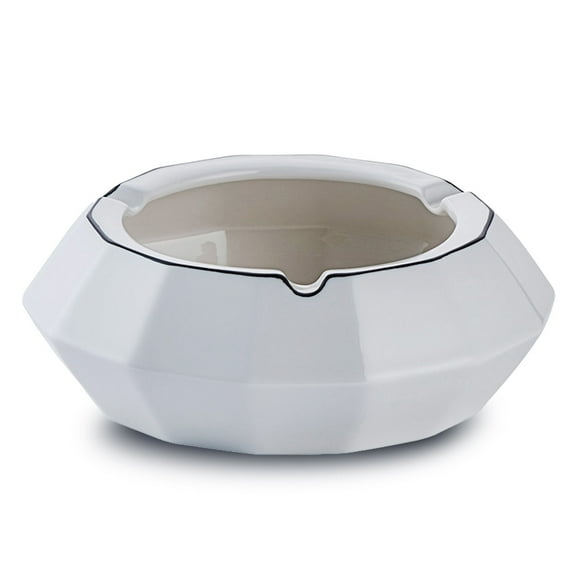 Yuungoou small Cigar Ashtrays For Men, Outside Ashtrays For Cigarettes For Patio, Ceramic Cool Ashtrays Ceramic Indoor Decorations-White-15x15x6cm