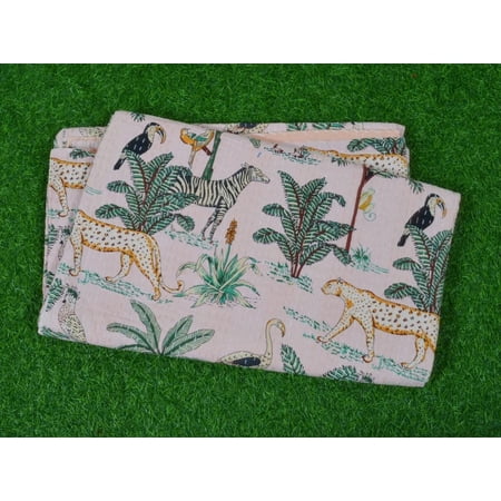 Yuvancrafts Indian Animal And Floral Print Kantha Quilt Kantha Throw Cotton Quilt Queen Size Handmade Quilt Bed Cover