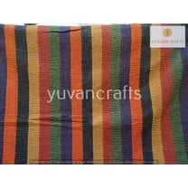Yuvancrafts Indian Handmade Pacthwork Kantha Quilt Multi Striped Kantha Bedspread Throw Quilt Blanket