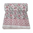 thumbnail image 1 of Yuvancrafts Indian Pink Kantha Cotton Quilt, Twin - Reversible, 1 of 3