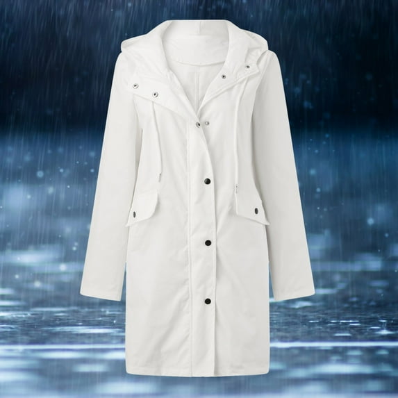 Yuwegr Rain Jacket for Women Waterproof Coat with Hood Windproof Windbreaker Outdoor Hiking Jacket