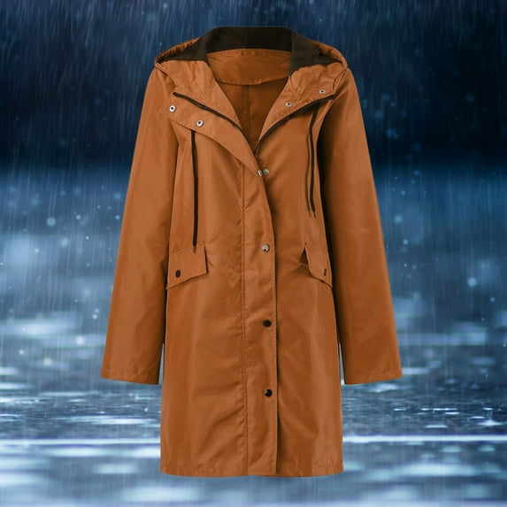 Yuwegr Rain Jacket for Women Waterproof Coat with Hood Windproof Windbreaker Outdoor Hiking Jacket