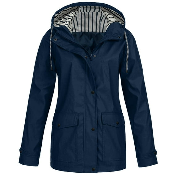 Yuwegr Rain Jacket for Women Waterproof Coat with Hood Windproof Windbreaker Outdoor Hiking Jacket