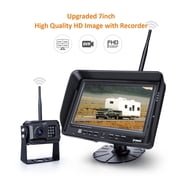 Yuwei HDWirelessCam8 Wireless Backup Camera System with 7 HD Quad-View Monitor and DVR Recording