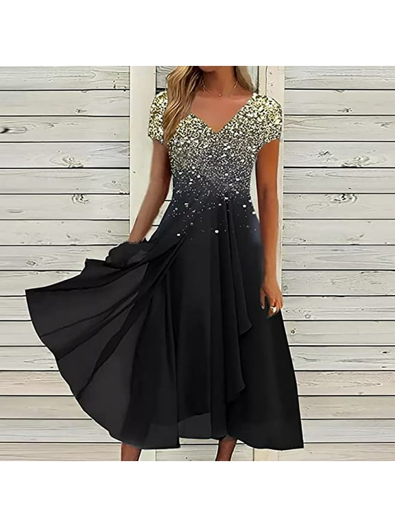 2023 Wedding Guest Dresses for Women Mother of The Groom/Bride Dresse Glitter Chiffon Formal Evening Party Dresses