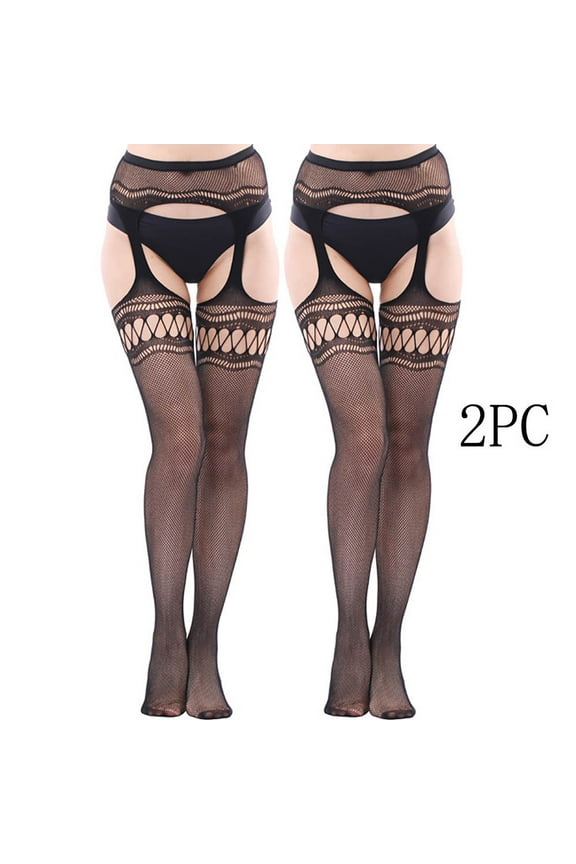 2Pc Women Fishnet Thigh-High Stockings Tights Suspender Pantyhose Stockings For Women Girls