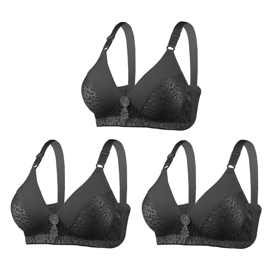 Yuwull 3 Pack Bras for Women Fashion Casual Lace Wireless Bra, Full-Coverage Wirefree Bra for Women, Adjustable Shoulder Straps Bra for Everyday Wear