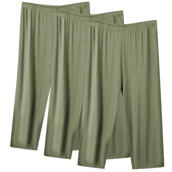 Yuwull 3PC Capri Pants for Women Capri Pant Casual Summer Solid Pants Loose Lounge Capri Pants Plus Size women's Pants L