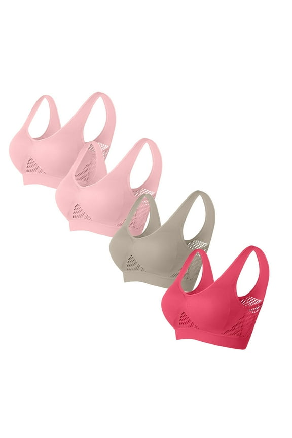 4Pc Woman'S Plus Size Running Jogging Sports Bras, No Underwire Wireless Bras For Women, Sports Bras For Women Large Bust