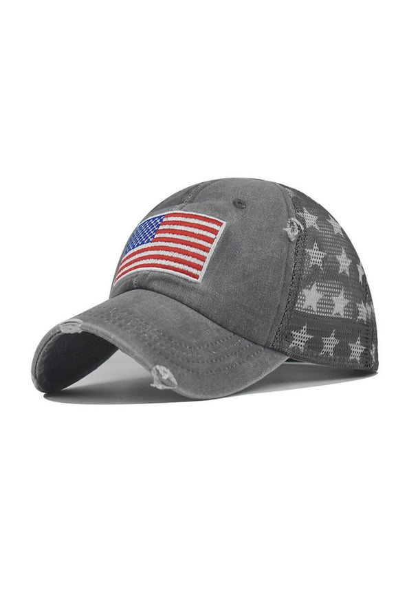 4th of July Vintage Baseball Hats for Men American Flag Patch Breathable Mesh Classic Baseball Caps Adjust Cotton Running Ball Hats