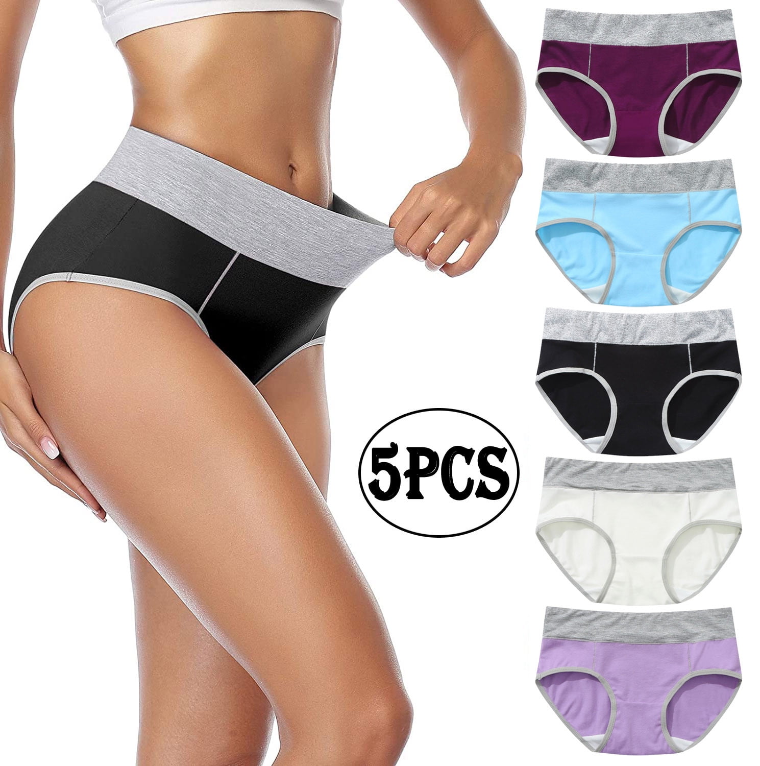 Yuwull 5 Pack Cotton Underwear For Women Cheeky Panties Low Rise