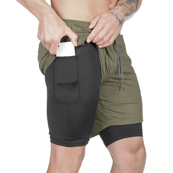 Yuwull Basketball Shorts,Men's Double Layer Sports Shorts Gym And Training Quick Dry Five Pants Gym Shorts for Men