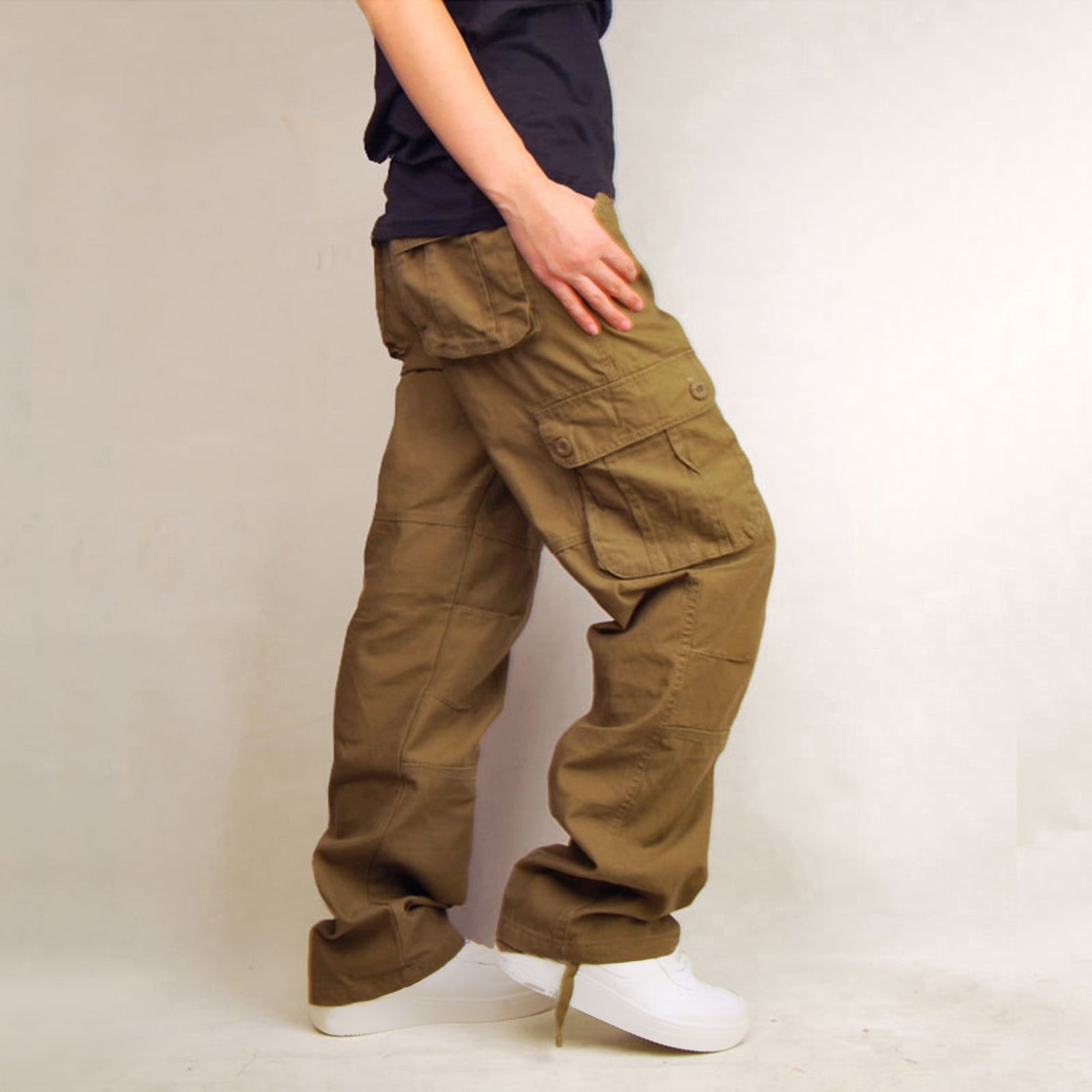 Yuwull Big and Tall Cargo Pants for Men Men Solid Casual Multiple ...