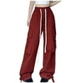 thumbnail image 1 of Yuwull Cargo Pants Y2K Women Wide Leg Joggers Hippie Streetwear Loose Baggy Trousers Pants For Women, 1 of 4