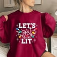 thumbnail image 1 of Yuwull Crew Neck Sweatshirts For Women Let'S Get Lit T Shirt Women Christmas Lights Shirt Cute Graphic Long Sleeve Xmas Tops Tees, 1 of 3