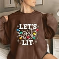thumbnail image 1 of Yuwull Crew Neck Sweatshirts For Women Let'S Get Lit T Shirt Women Christmas Lights Shirt Cute Graphic Long Sleeve Xmas Tops Tees, 1 of 3