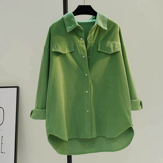 Yuwull Fall Jean Jacket Women,Womens Solid Color Buttons Casual Loose Fashion Pockets Shirts Tops Long Sleeve Blouses Outwear