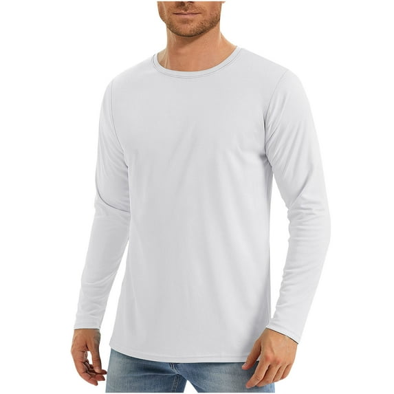 Yuwull Fishing Shirts for Men, White T Shirts for Men Long Sleeve Shirts for Mens Summer Sun Protection Shirts Quick Dry Lightweight Running Fishing Shirts for Men Mens White Tee Shirts On Clearance
