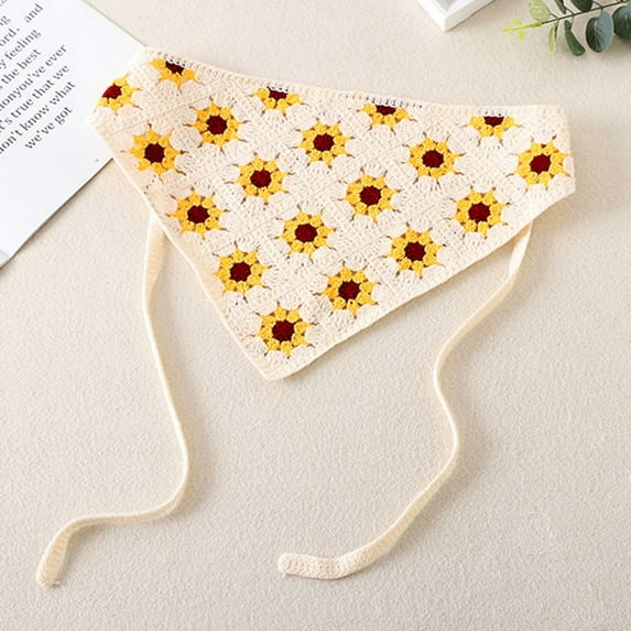Yuwull Floral Bandanas Crochet Hair Scarf - Women Knitted Headscarf Daisy Headband Vintage Head Kerchief For Girls