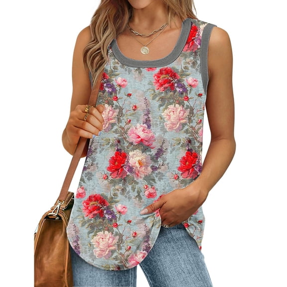 Yuwull Going Out Tops For Women Cute Tops For Women Summer Women Solid Color Round Neck Sleeveless Casual Tee Tank Trendy Tops For Women 2025