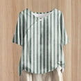 thumbnail image 1 of Yuwull Going Out Tops For Women Tops For Women Trendy Women Plus Size Striped Printed Blouse Short Sleeve Faux Cotton Linen Round Neck Blouse Shirt, 1 of 5