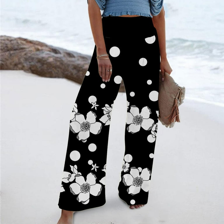 Yuwull Linen Pants Women Summer Casual High Waisted Wide Leg