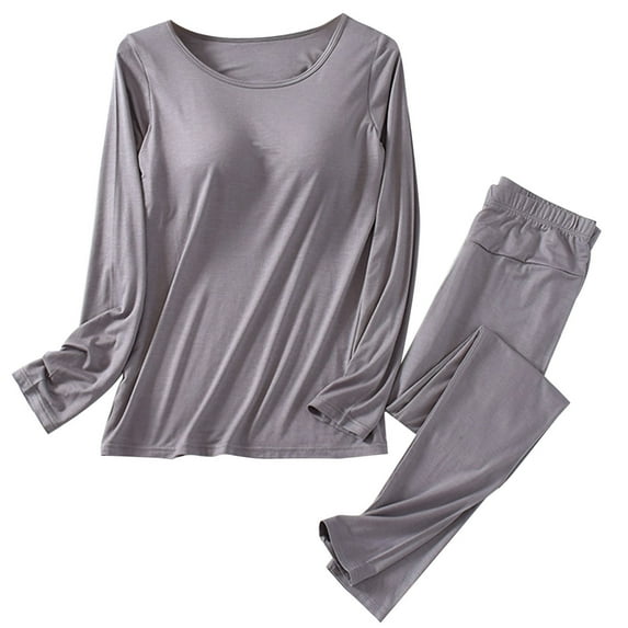 Yuwull Long Sleeve Pajama Sets For Women Womens Built-in Bra T-Shirt Padded Underwear And Long Pants ,Womens Pajama Sets,Workout Sets