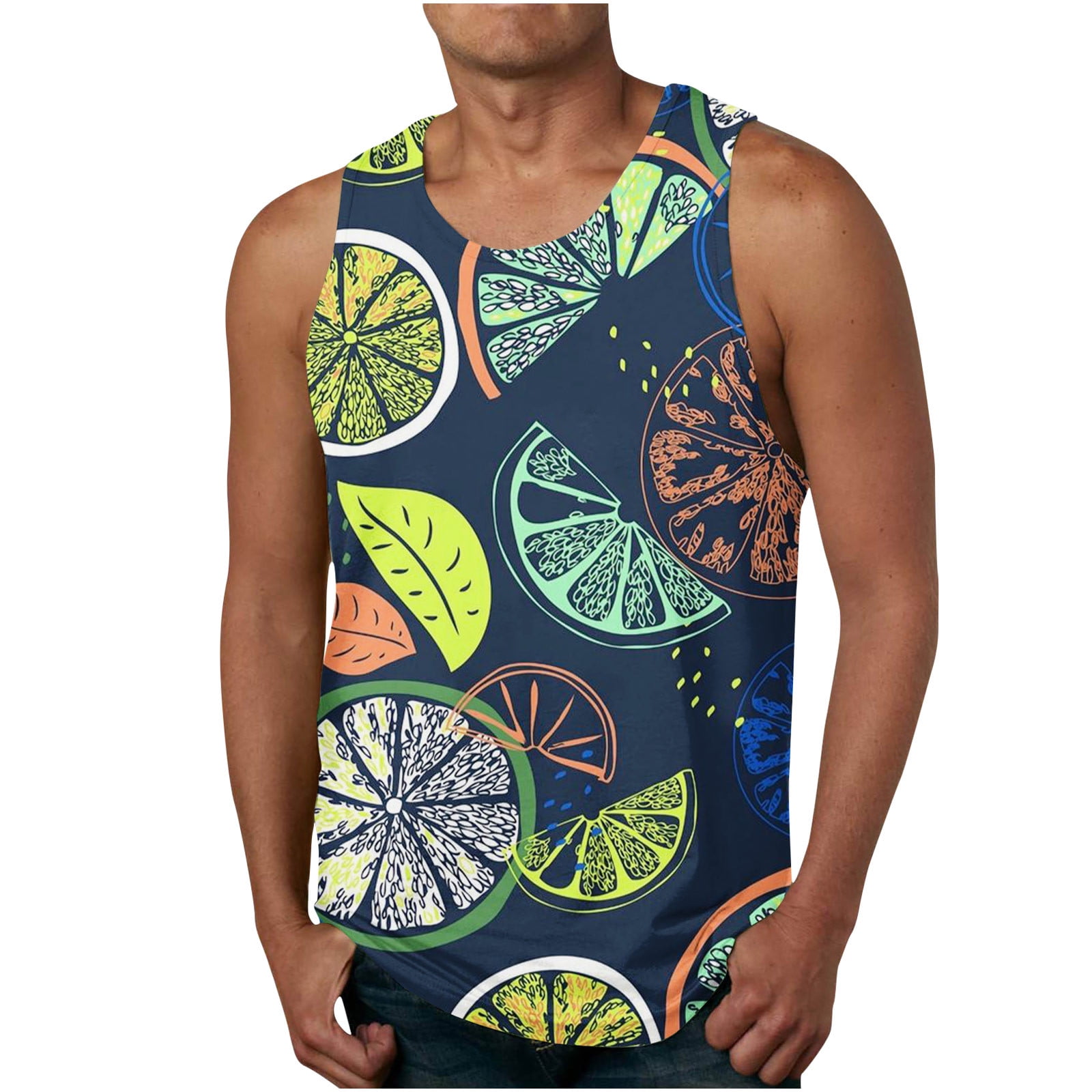 Yuwull Men’s Beach Hawaiian Tank Tops, Funny Printed Vacation Summer