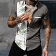 thumbnail image 1 of Yuwull Men's Short Sleeve Button Down Vintage Bowling Shirts with Pocket Hawaiian Casual Printed Beach Shirt Summer Regular Fit Top, 1 of 9