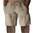 thumbnail image 1 of Yuwull Men's Shorts Plus Size Shorts Summer Cotton Linen Casual Loose High Waist Drawstring Elastic Waist Solid Shorts With Pockets, 1 of 7