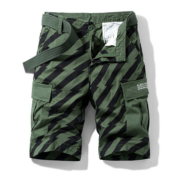 Yuwull Men's Summer Quick Dry Cargo Shorts Casual Workout Shorts with Multi-pocket Casual Cargo Shorts Pants Army Green (No Belt)